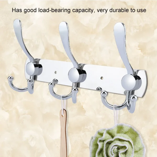 Mirror Finish 3-Hook Rail | Double-Sided High-Capacity Wall Hanger