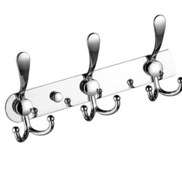 Mirror Finish 3-Hook Rail | Double-Sided High-Capacity Wall Hanger