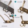 Antique Copper 3-Hook Rail | Double-Sided Heavy Duty Wall Hanger