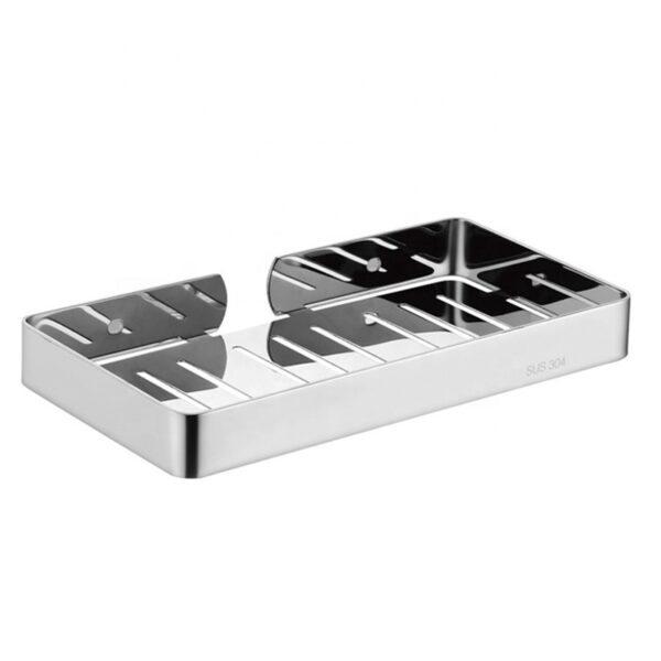 Mirror Finish Rectangle Shelf | SS304 Stainless Steel Slotted Wall Organizer