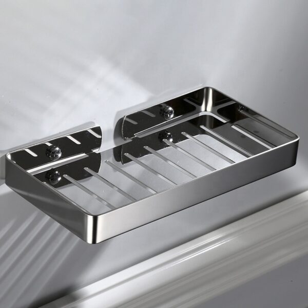 Mirror Finish Rectangle Shelf | SS304 Stainless Steel Slotted Wall Organizer