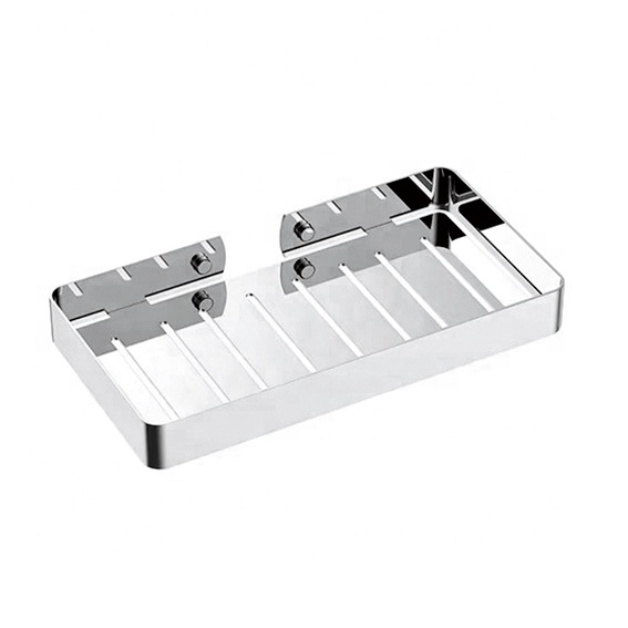 Mirror Finish Rectangle Shelf | SS304 Stainless Steel Slotted Wall Organizer