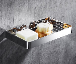 Mirror Finish Rectangle Shelf | SS304 Stainless Steel Slotted Wall Organizer