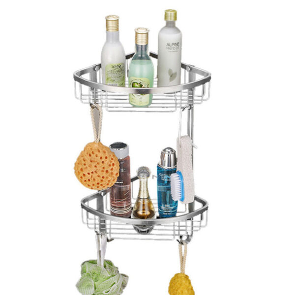 SS304 Double Wire Corner Shelf | 2-Tier Stainless Steel Shower Basket