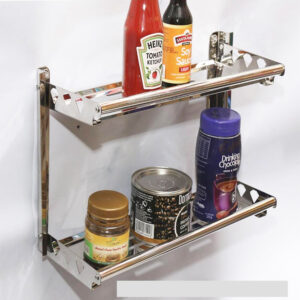 SS304 Stainless Steel Foldable Double Shelf | Industrial Multi-Purpose Organizer
