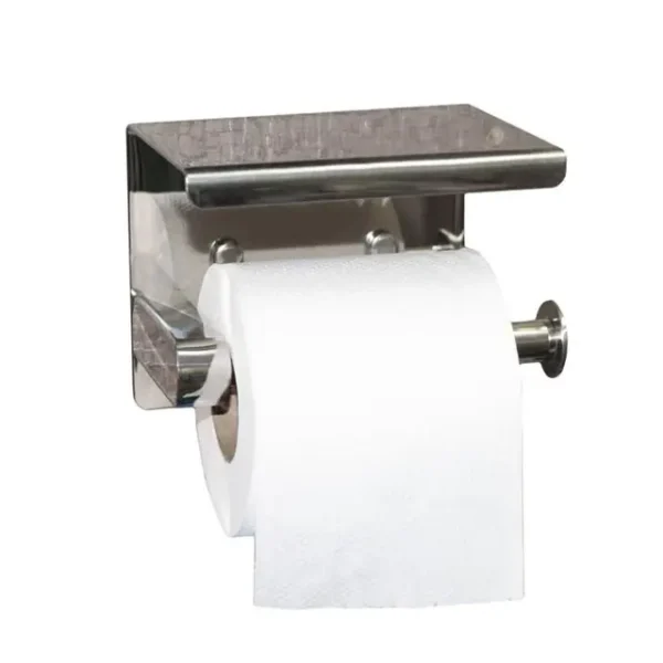 Tissue Holder with Integrated Phone Shelf | High-Polish Mirror Finish