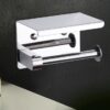 Tissue Holder with Integrated Phone Shelf | High-Polish Mirror Finish
