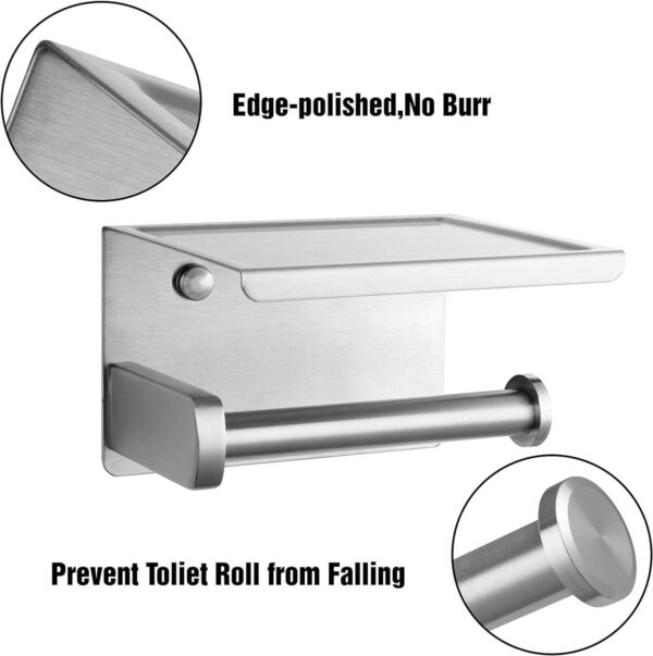 Tissue Holder with Integrated Phone Shelf | High-Polish Mirror Finish