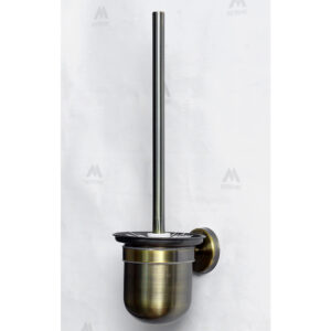 N146AB – ( Stainless Steel Brush – Antique Brass ) (1) Antique Brass Wall-Mounted Toilet Brush Holder | Vintage Designer Bathroom Organizer