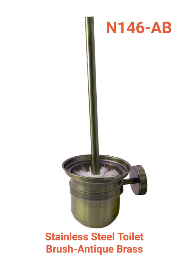 Antique Brass Wall-Mounted Toilet Brush Holder | Vintage Designer Bathroom Organizer