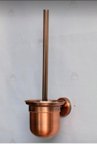Antique Copper Wall-Mounted Toilet Brush Holder | Stainless Steel Designer Sanitation Set