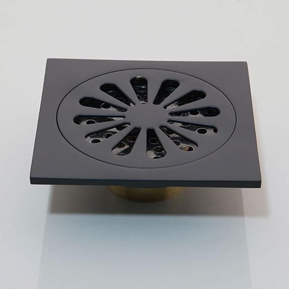 Square Floor Strainer | Matte Black Decorative Drainage Grate
