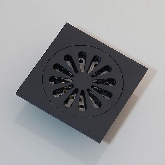 Square Floor Strainer | Matte Black Decorative Drainage Grate