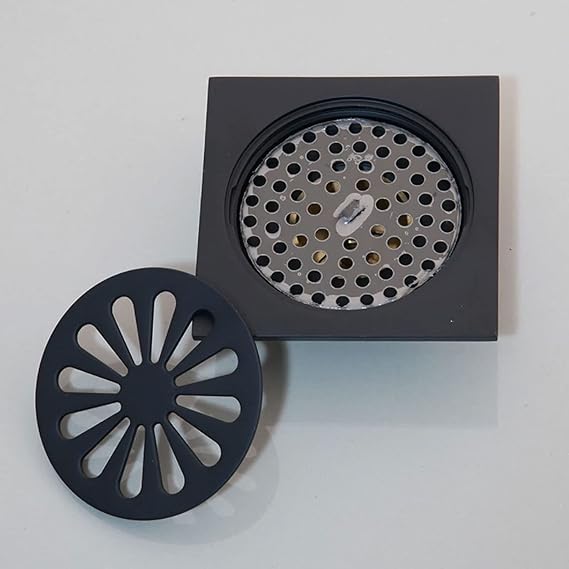 Square Floor Strainer | Matte Black Decorative Drainage Grate