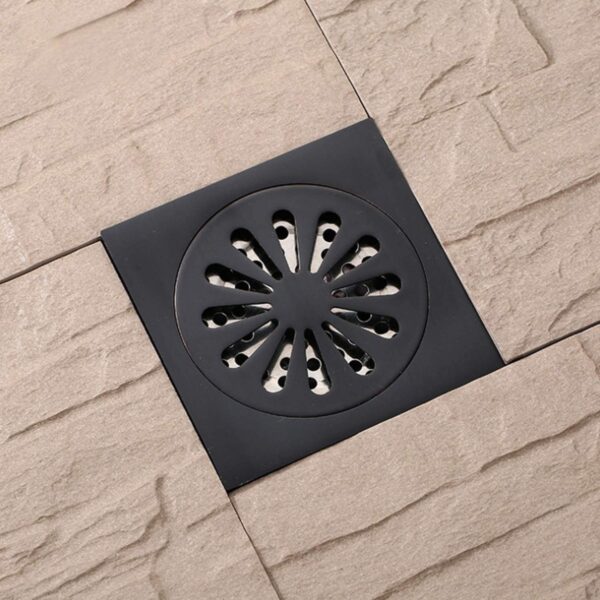 Square Floor Strainer | Matte Black Decorative Drainage Grate