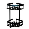 N169 ( High Density Double Corner Shelf – Black ) Double Black Corner Shelf | 2-Tier High-Density Aluminum Wall-Mounted Rack