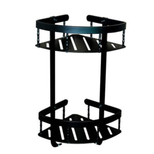 Double Black Corner Shelf | 2-Tier High-Density Aluminum Wall-Mounted Rack