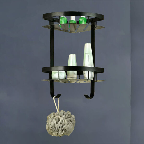 N169 ( High Density Double Corner Shelf – Black ) 6 Double Black Corner Shelf | 2-Tier High-Density Aluminum Wall-Mounted Rack