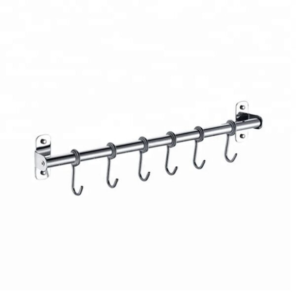 Kitchen Movable 8 Hooks Bar | Stainless Steel Sliding Utility Rail