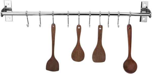 Kitchen Movable 8 Hooks Bar | Stainless Steel Sliding Utility Rail