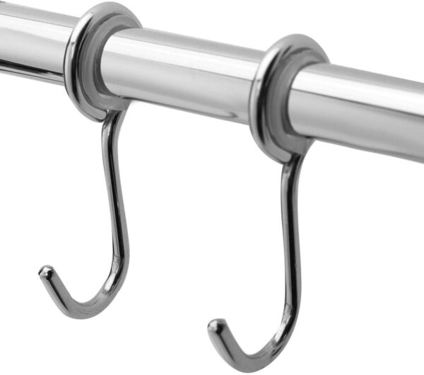 Kitchen Movable 8 Hooks Bar | Stainless Steel Sliding Utility Rail