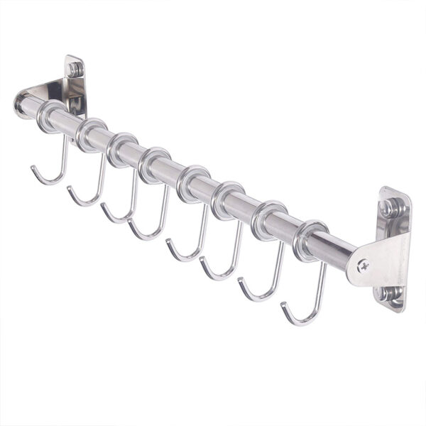 Kitchen Movable 8 Hooks Bar | Stainless Steel Sliding Utility Rail