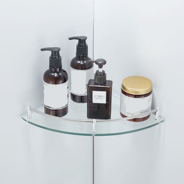 Glass Corner Shelf Set | Dual-Tier Tempered Glass Wall-Mounted Organizers