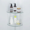 Glass Corner Shelf Set | Dual-Tier Tempered Glass Wall-Mounted Organizers