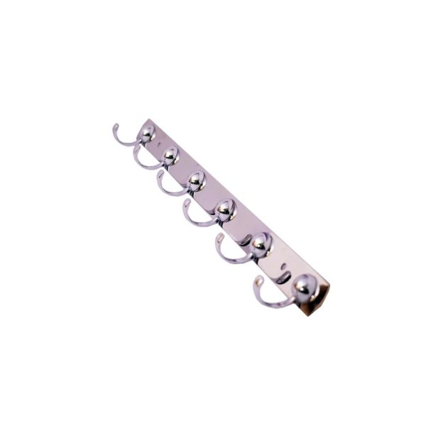 N182 ( C005 – 6 Hooks Ball Base Mirror ) Mirror Finish 6-Hook Rail | Ball Base Multi-Purpose Wall Hanger