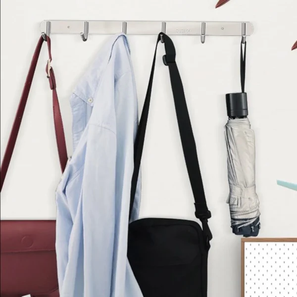 N182 ( C005 – 6 Hooks Ball Base Mirror ) 2 Mirror Finish 6-Hook Rail | Ball Base Multi-Purpose Wall Hanger