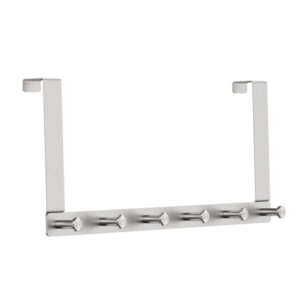 6-Hook Over-Glass Shower Rail | Silver Aluminium Drill-Free Hanger