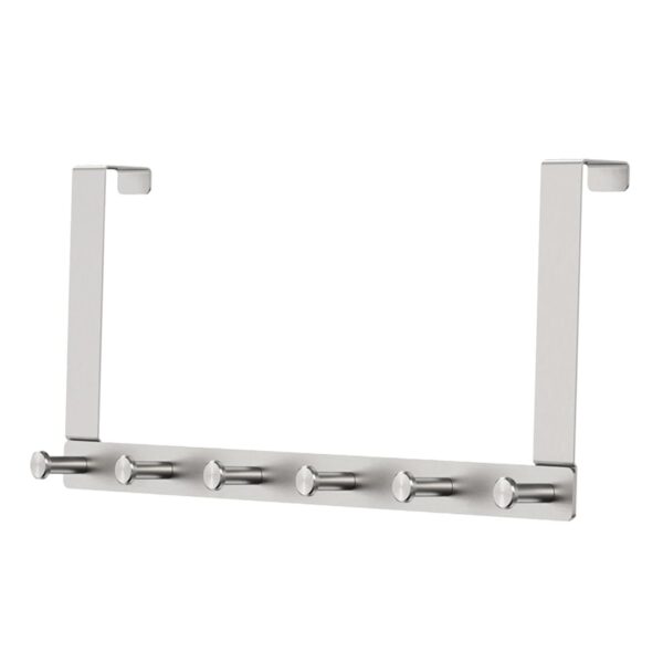 6-Hook Over-Glass Shower Rail | Silver Aluminium Drill-Free Hanger