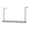 6-Hook Over-Glass Shower Rail | Silver Aluminium Drill-Free Hanger