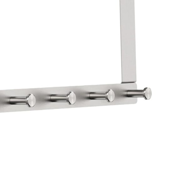 6-Hook Over-Glass Shower Rail | Silver Aluminium Drill-Free Hanger