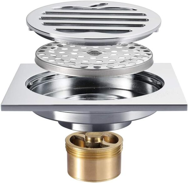 Heavy-Duty Square Floor Strainer | Polished Apple-Pattern Drainage Grate