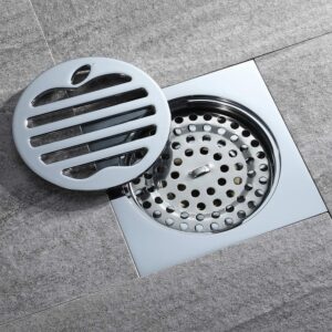 N255 – ( Heavy Duty (840G) Floor Strainer 15cm x 15cm Polish 7 Heavy-Duty Square Floor Strainer | Polished Apple-Pattern Drainage Grate