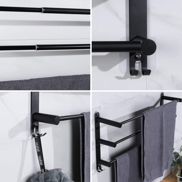 Triple Towel Bar | Matte Black Multi-Tier Bath Rail