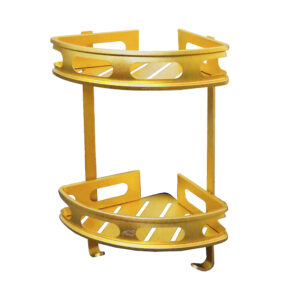 Double Champagne Gold Corner Shelf | 2-Tier High-Density Aluminum Shower Organizer