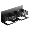 Premium SS304 Double Tumbler & Toothbrush Holder | Dual-Glass Matte Black Organizer