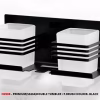 Premium SS304 Double Tumbler & Toothbrush Holder | Dual-Glass Matte Black Organizer