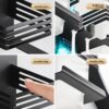Premium SS304 Double Tumbler & Toothbrush Holder | Dual-Glass Matte Black Organizer