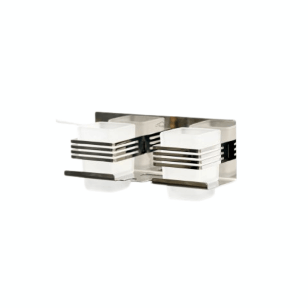 Premium SS304 Double Tumbler & Toothbrush Holder | Dual-Glass Mirror Finish Organizer