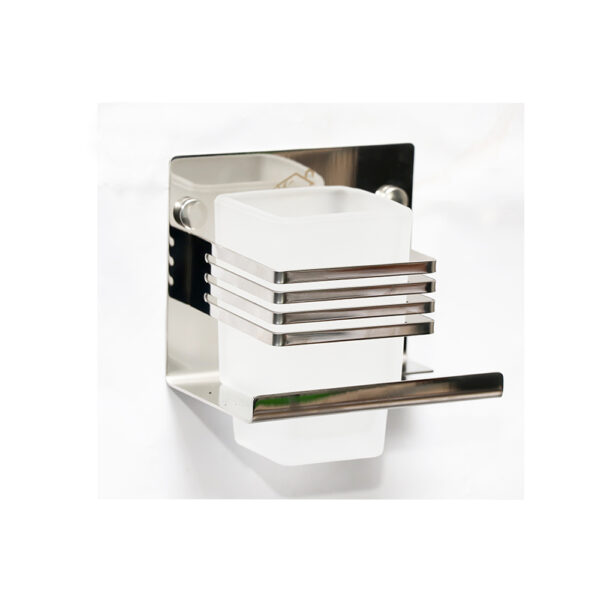 Premium SS304 Single Tumbler & Toothbrush Holder | Mirror Finish Mirror-Style Organizer