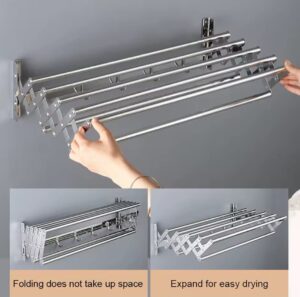 N315 – Premium Adjustable 5 Tier Towel Rack ( SS304 ) – Mirror 15 Premium Adjustable 5 Tier Towel Rack | SS304 Mirror Finish Retractable Dryer
