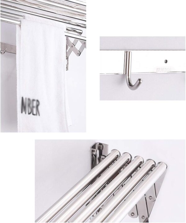 N315 – Premium Adjustable 5 Tier Towel Rack ( SS304 ) – Mirror 4 Premium Adjustable 5 Tier Towel Rack | SS304 Mirror Finish Retractable Dryer