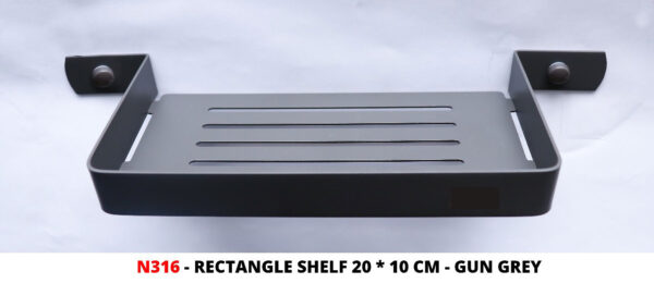 Gun-Grey Rectangle Shelf | 20 x 10 cm Designer Wall-Mounted Organizer
