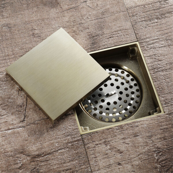 Antique Brass Concealed Floor Drain | Non-Return Valve Tile-Insert Strainer