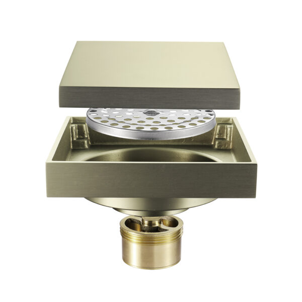 Antique Brass Concealed Floor Drain | Non-Return Valve Tile-Insert Strainer