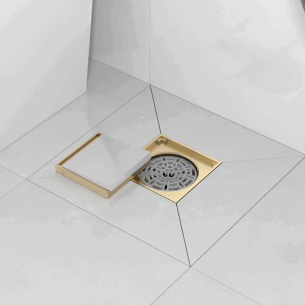 Antique Brass Concealed Floor Drain | Non-Return Valve Tile-Insert Strainer