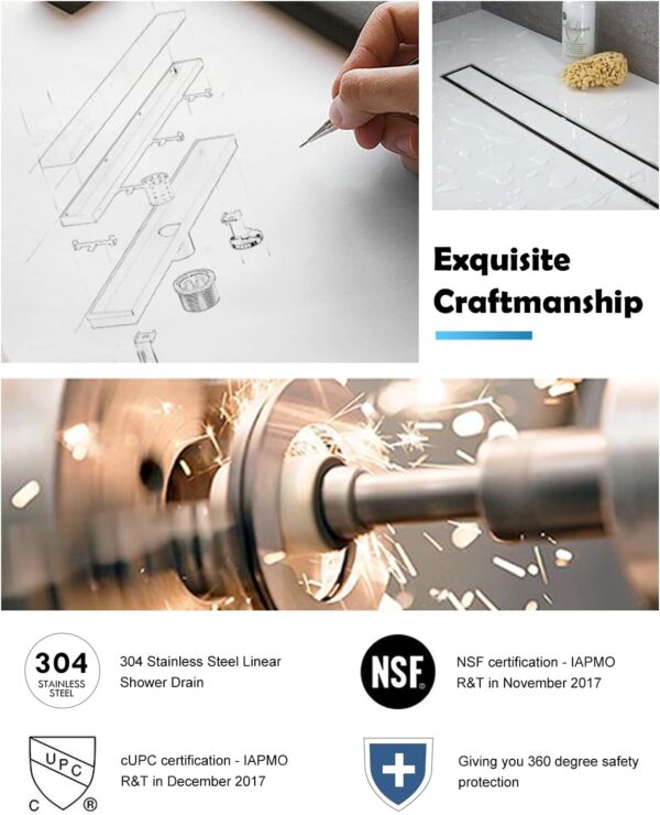 50cm Linear Shower Drain | Polished Mirror Finish Tile-Insert Drainage System